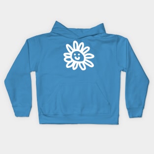 White Line Daisy Face Kids Hoodie